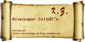Kroninger Zoltán névjegykártya